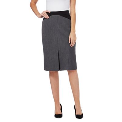 Grey textured suit skirt